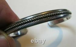 Vintage Native American Sterling Silver Cuff Bracelet By Navajo Artist AM 9.9 g