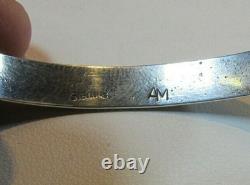Vintage Native American Sterling Silver Cuff Bracelet By Navajo Artist AM 9.9 g