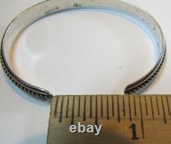 Vintage Native American Sterling Silver Cuff Bracelet By Navajo Artist AM 9.9 g