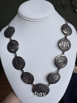 Vintage Native American Sterling Silver Hopi Necklace By Gibson Gene