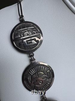 Vintage Native American Sterling Silver Hopi Necklace By Gibson Gene