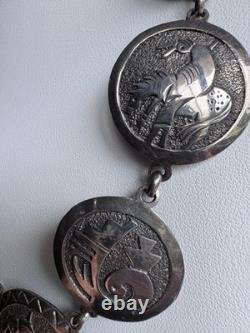 Vintage Native American Sterling Silver Hopi Necklace By Gibson Gene