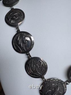 Vintage Native American Sterling Silver Hopi Necklace By Gibson Gene
