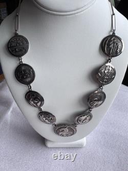 Vintage Native American Sterling Silver Hopi Necklace By Gibson Gene