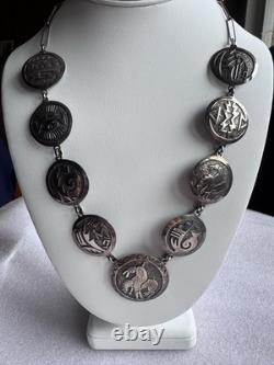 Vintage Native American Sterling Silver Hopi Necklace By Gibson Gene