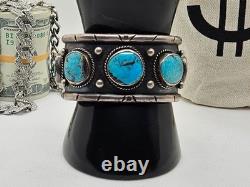 Vintage Native American Sterling Silver Jewelry with Large Turquoise Stones