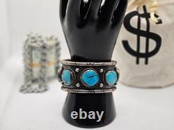 Vintage Native American Sterling Silver Jewelry with Large Turquoise Stones