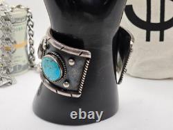Vintage Native American Sterling Silver Jewelry with Large Turquoise Stones