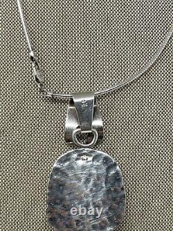 Vintage Native American Sterling Silver & Lapis Pendant Signed Unknown Artist