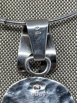 Vintage Native American Sterling Silver & Lapis Pendant Signed Unknown Artist
