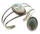 Vintage Native American Sterling Silver Mother of Pearl Bangle and Ring Set