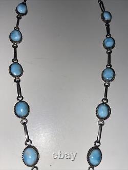 Vintage Native American Sterling Silver Necklace Larimar Agate Necklace/Pendant