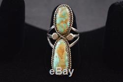 Vintage Native American Sterling Silver Ring w Large Turquoise Gemstone 7.6g