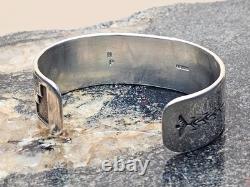 Vintage Native American Sterling Silver Storyteller Cuff Horse Motif Signed