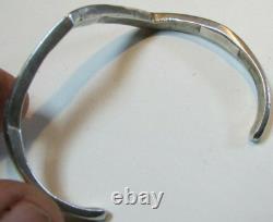 Vintage Native American Sterling Silver TURQUOISE INLAY Cuff Bracelet 15.0 grams