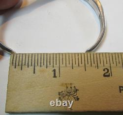 Vintage Native American Sterling Silver TURQUOISE INLAY Cuff Bracelet 15.0 grams