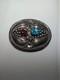 Vintage Native American Sterling Silver Turquoise Coral Belt Buckle Signed 63g