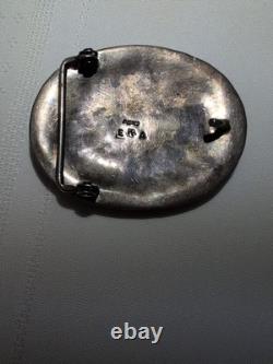 Vintage Native American Sterling Silver Turquoise Coral Belt Buckle Signed 63g