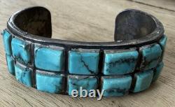 Vintage Native American Sterling Silver Turquoise Cuff Bracelet 64g Unbranded