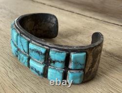 Vintage Native American Sterling Silver Turquoise Cuff Bracelet 64g Unbranded