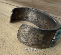Vintage Native American Sterling Silver Turquoise Cuff Bracelet 64g Unbranded