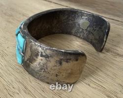 Vintage Native American Sterling Silver Turquoise Cuff Bracelet 64g Unbranded