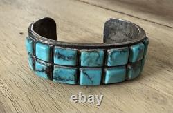 Vintage Native American Sterling Silver Turquoise Cuff Bracelet 64g Unbranded