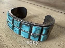 Vintage Native American Sterling Silver Turquoise Cuff Bracelet 64g Unbranded