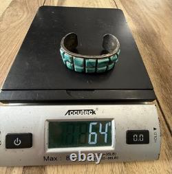 Vintage Native American Sterling Silver Turquoise Cuff Bracelet 64g Unbranded