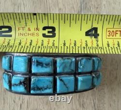 Vintage Native American Sterling Silver Turquoise Cuff Bracelet 64g Unbranded