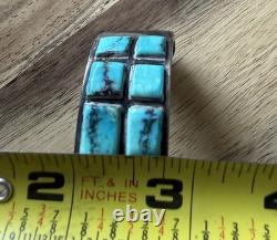 Vintage Native American Sterling Silver Turquoise Cuff Bracelet 64g Unbranded