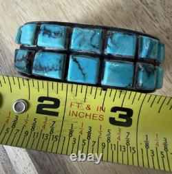 Vintage Native American Sterling Silver Turquoise Cuff Bracelet 64g Unbranded