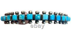Vintage Native American Sterling Silver Turquoise Cuff Bracelet Sgned Betsol