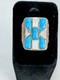 Vintage Native American Sterling Silver Turquoise MOP Inlay Statement Ring Sz 7