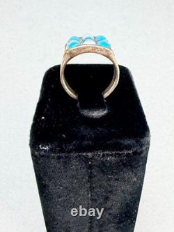 Vintage Native American Sterling Silver Turquoise MOP Inlay Statement Ring Sz 7