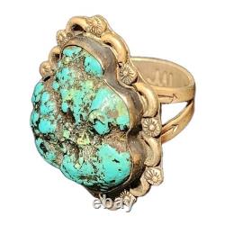 Vintage Native American Sterling Silver & Turquoise Shaped Ring Myers Stamp- 7