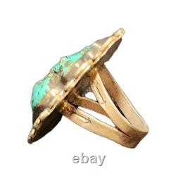 Vintage Native American Sterling Silver & Turquoise Shaped Ring Myers Stamp- 7