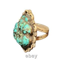 Vintage Native American Sterling Silver & Turquoise Shaped Ring Myers Stamp- 7