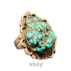 Vintage Native American Sterling Silver & Turquoise Shaped Ring Myers Stamp- 7