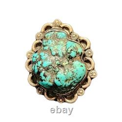 Vintage Native American Sterling Silver & Turquoise Shaped Ring Myers Stamp- 7