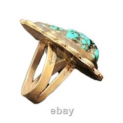 Vintage Native American Sterling Silver & Turquoise Shaped Ring Myers Stamp- 7