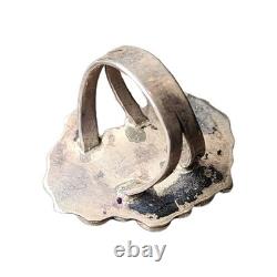 Vintage Native American Sterling Silver & Turquoise Shaped Ring Myers Stamp- 7