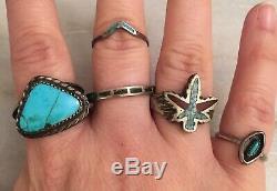 Vintage Native American Sterling Silver Turquoise Southwestern Jewelry Ring Lot