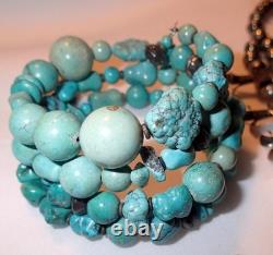 Vintage Native American Sterling Silver, Turquoise Squash Blossom, Signed LG