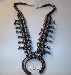 Vintage Native American Sterling Silver, Turquoise Squash Blossom, Signed LG