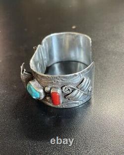 Vintage Native American Sterling Silver, Turquoise Watch Cuff