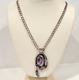 Vintage Native American Sterling Silver Wampum Shell Pendant Necklace 24