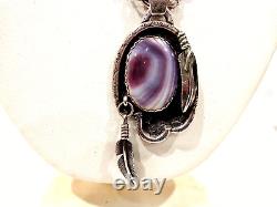 Vintage Native American Sterling Silver Wampum Shell Pendant Necklace 24