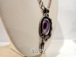 Vintage Native American Sterling Silver Wampum Shell Pendant Necklace 24