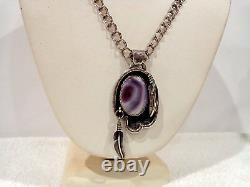Vintage Native American Sterling Silver Wampum Shell Pendant Necklace 24
